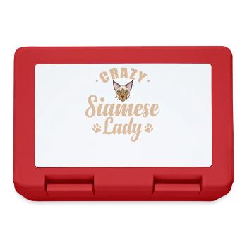 Crazy Siamese Cat Lady Haustier Kater - Brotdose - Rot - Vorne