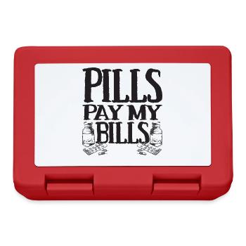 Pills pay my bills Pillen Arznei Apotheker Spruch - Brotdose - Rot - Vorne