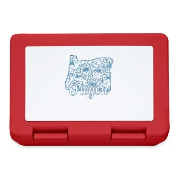 Motif floral de l’Oregon dans le contour de la carte des États-Unis - Boîte à goûter - rouge - Devant
