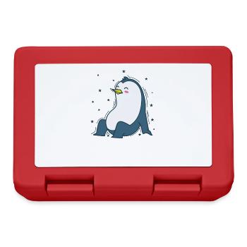Le pingouin et le ciel nocturne Antarctique - Boîte à goûter - rouge - Devant