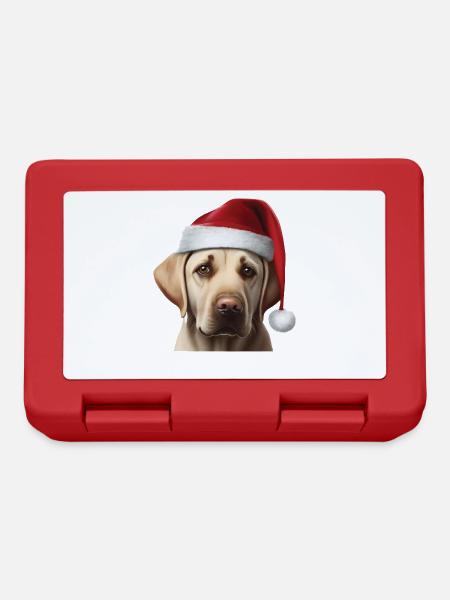 Labrador mit Weihnachtsmütze - Brotdose - Rot