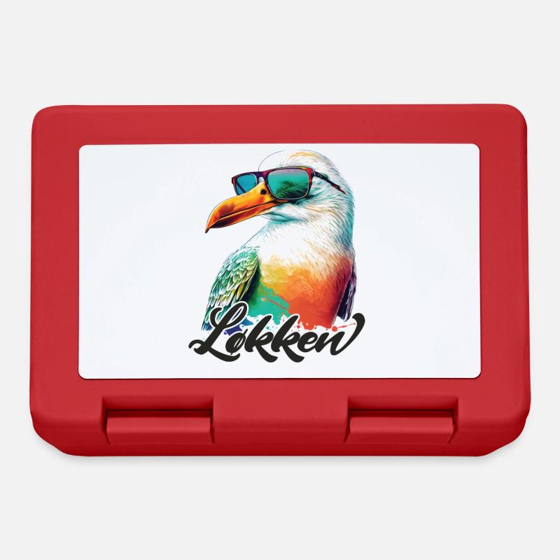Loecken Urlaub coole bunte Möwe mit Sonnenbrille - Brotdose - Rot