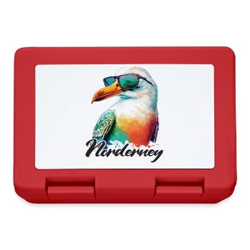 Norderney holiday cool colorful seagull with sunglasses - Lunchbox - red - Front
