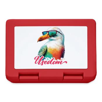 Usedom Urlaub coole bunte Möwe mit Sonnenbrille - Brotdose - Rot - Vorne