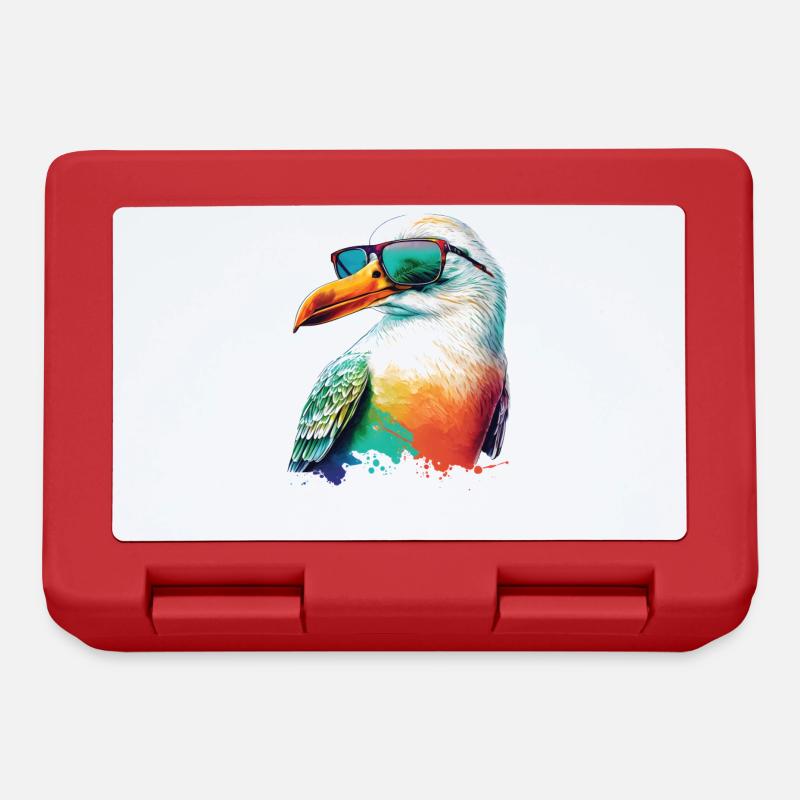 Coole farbige Möwe mit Sonnenbrille Sommer Urlaub - Brotdose - Rot