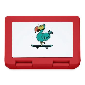 Dodo fährt auf einem Skateboard Vogel - Brotdose - Rot - Vorne