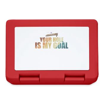 Your Hole is my Goal Cornhole Spiel - Brotdose - Rot - Vorne