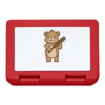 Bear plays baseball forest animal - Lunchbox - red - Front