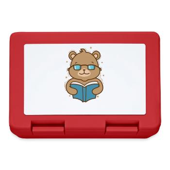 Bear reads a book forest animal - Lunchbox - red - Front