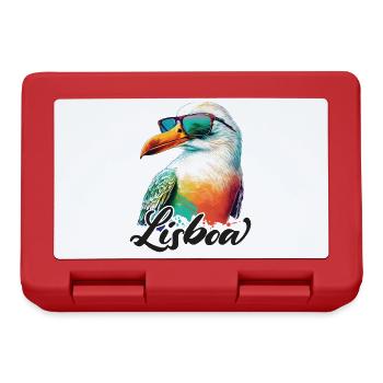 Lisboa Portugal holiday seagull with sunglasses - Lunchbox - red - Front