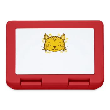 Leopard niedlicher Kopf Raubkatze - Brotdose - Rot - Vorne