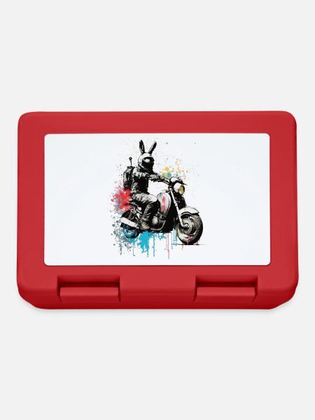 Graffiti rabbit on scooter motorcycle - Lunchbox - red