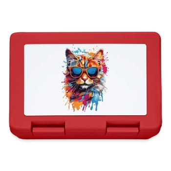 Cool cat with sunglasses in graffiti look colorful - Lunchbox - red - Front