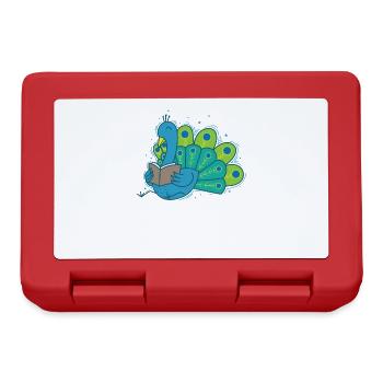 Peacock lit un livre Plumes d’oiseau - Boîte à goûter - rouge - Devant