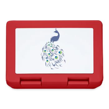 Peacock with beautiful tail bird animal - Lunchbox - red - Front