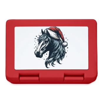 Tête de cheval avec chapeau de père Noël - Boîte à goûter - rouge - Devant