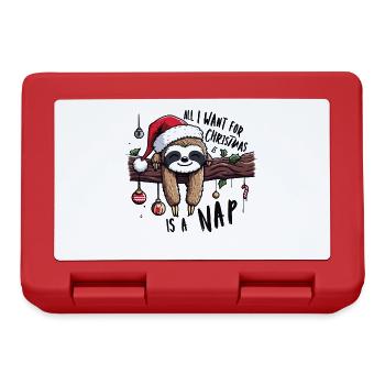 Faultier Sloth All I want for Christmas is a nap - Brotdose - Rot - Vorne