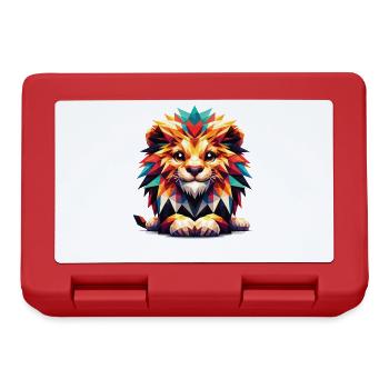 Colorful Lion Head Lion Boy Polygon Geometric - Lunchbox - red - Front