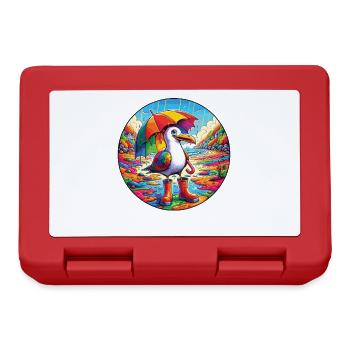 Rainbow seagull with parasol and rubber boots - Lunchbox - red - Front