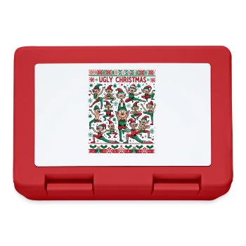 Elves Dancing Yoga Ugly Christmas Sweater - Lunchbox - red - Front