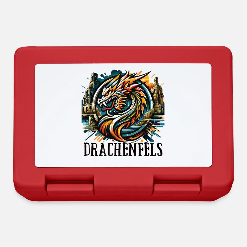 Drache Drachenkopf Logo Ruine Drachenfels - Brotdose - Rot