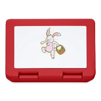 Osterhase mit Korb voller Osterei - Brotdose - Rot - Vorne