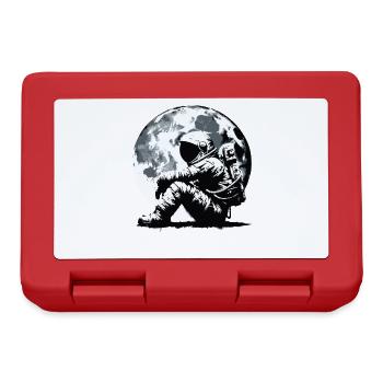 Astronaut sitting in front of the moon spaceman street art - Lunchbox - red - Front