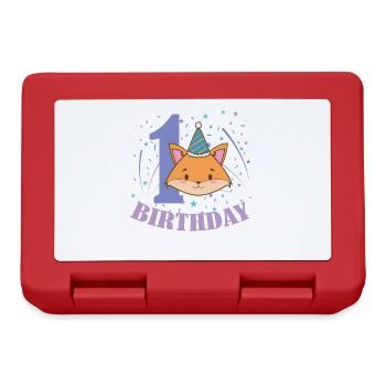 1. Birthday Cat Child Girl - Lunchbox - red - Front
