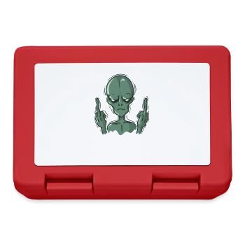 Alien shows middle finger - Lunchbox - red - Front