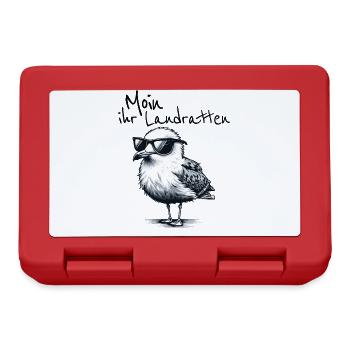 Moin ihr Landratten Lustiger Möwe Spruch - Brotdose - Rot - Vorne