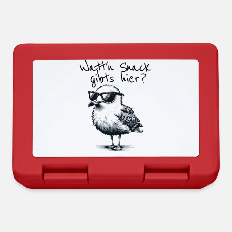 Watt'n Snack gibts hier Coole Möwe Nordsee Spruch - Brotdose - Rot