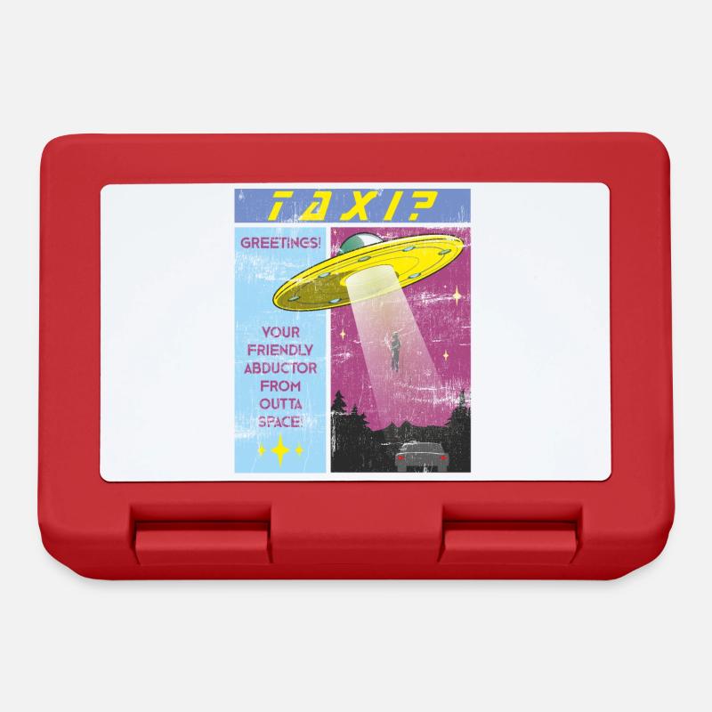 Alien taxi? Funny hijacker from space - Lunchbox - red