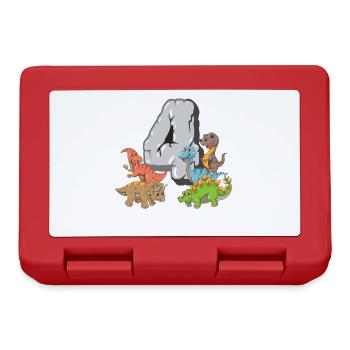 Dinosaurier 4 Jahre Kinder 4 Geburtstag T-Rex Dino - Brotdose - Rot - Vorne