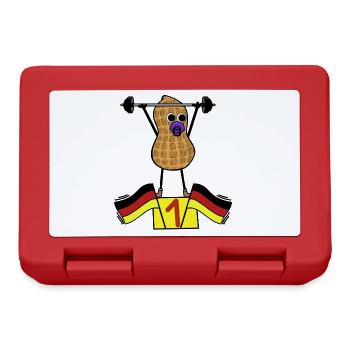 Erdnuss Baby Sportler Gewichte Training Deutscher - Brotdose - Rot - Vorne