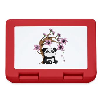 Panda Bear Tree Cherry Blossom Bamboo Happy Panda - Lunchbox - red - Front
