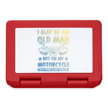 Vieux moto vieil homme - Boîte à goûter - rouge - Devant