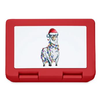 Alpaca Christmas Zoo Lama with Fairy Lights - Lunchbox - red - Front