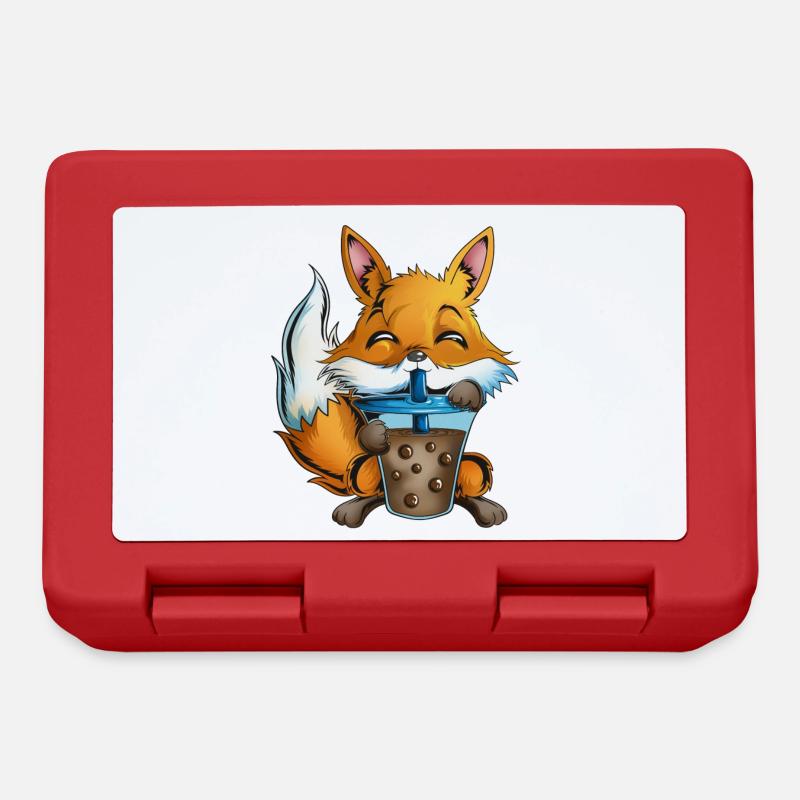 Renard Bébé Renard Mama Forest Animal Bubble Tea Renards - Boîte à goûter - rouge