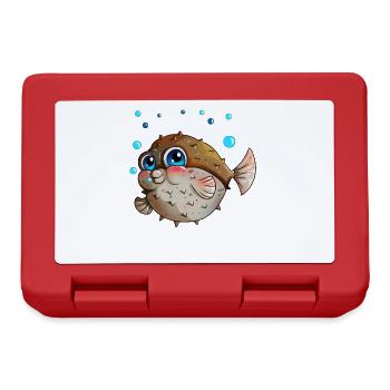 Puffer Fish with Bubbles Angler Kids Gift - Lunchbox - red - Front