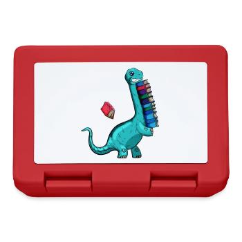 short arms bookworm read book dino books - Lunchbox - red - Front