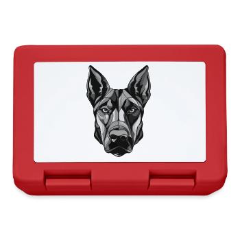 Doberman Hund Portrait - Brotdose - Rot - Vorne