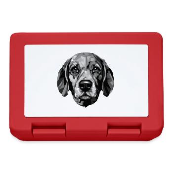 Beagle Hund Portrait - Brotdose - Rot - Vorne