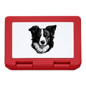 Border Collie Hund Portrait - Brotdose - Rot - Vorne