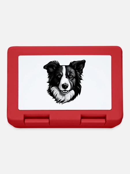 Border Collie Hund Portrait - Brotdose - Rot