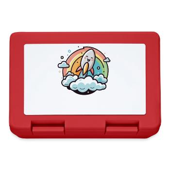 Cheerful rocket with rainbow - Lunchbox - red - Front