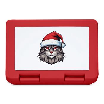 Cat Head Christmas Christmas Portrait - Lunchbox - red - Front