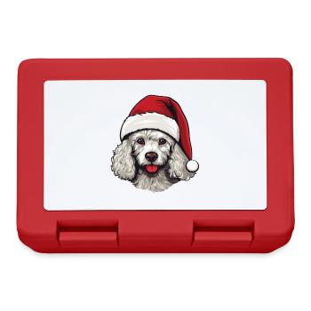 Pudel Hund Kopf Weihnachten Christmas - Brotdose - Rot - Vorne