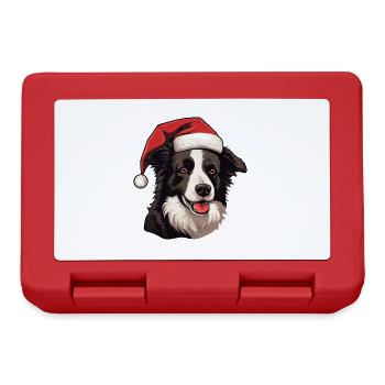 Border Collie tête de chien Noël Noël - Boîte à goûter - rouge - Devant