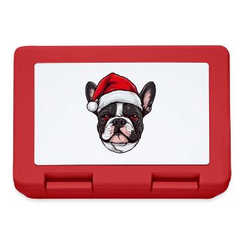 Tête de chien bouledogue français Noël Noël - Boîte à goûter - rouge - Devant