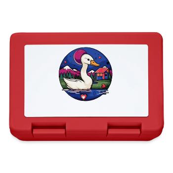 Schwimmen am See: Ein Cartoon Schwan Vogel - Brotdose - Rot - Vorne